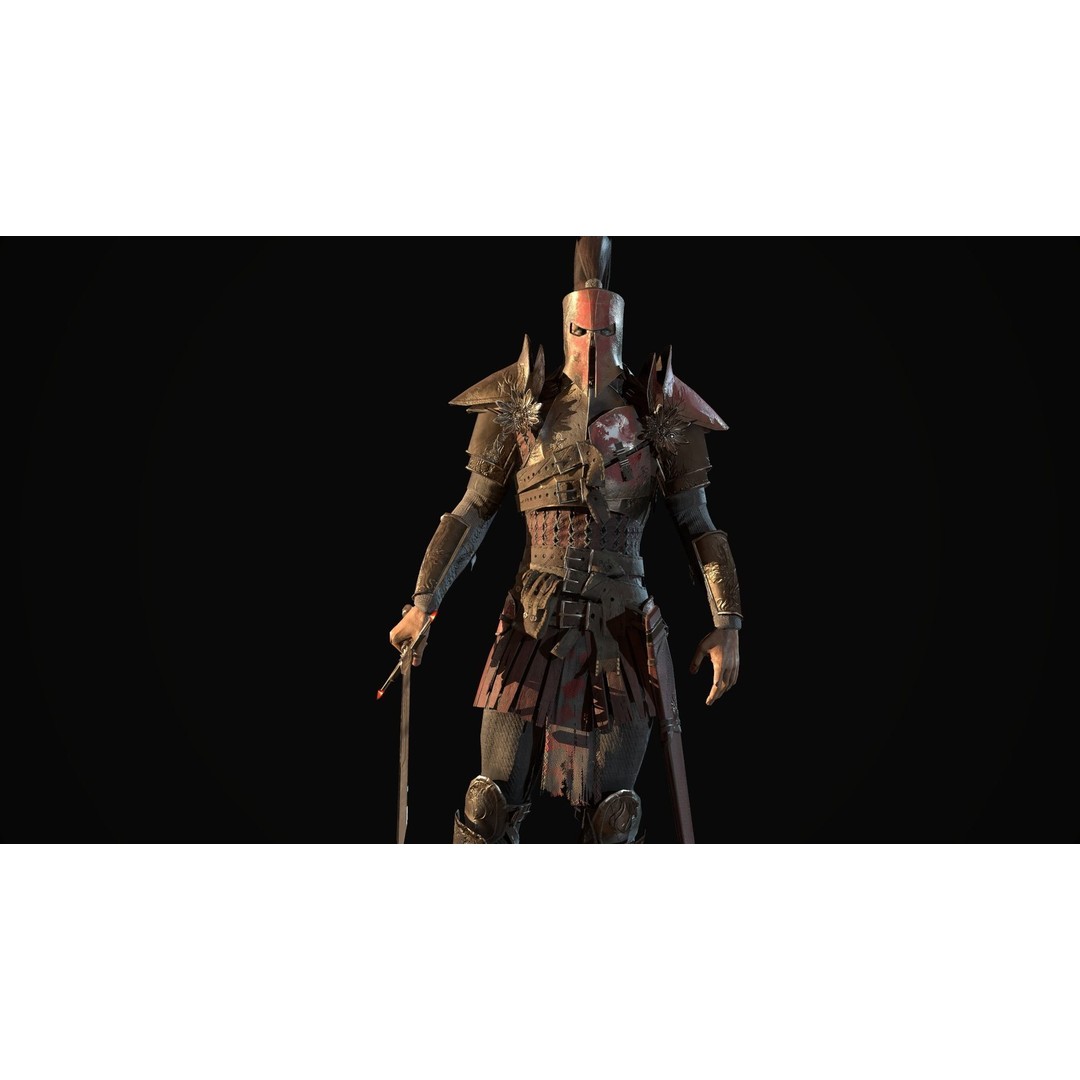 Crusader 3D Model – Low Poly Rigged Character with Animations - View 3