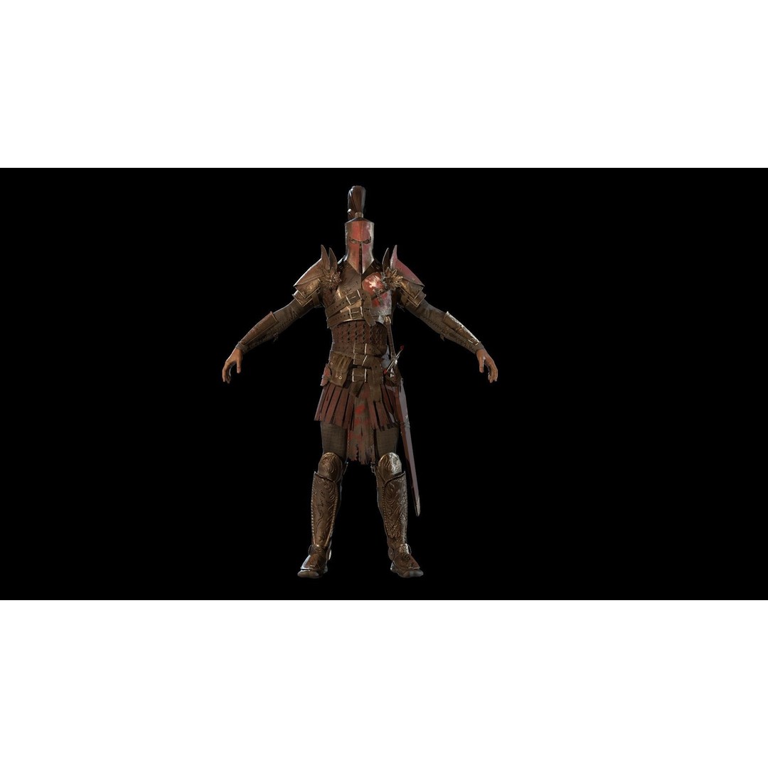 Crusader 3D Model – Low Poly Rigged Character with Animations - View 4