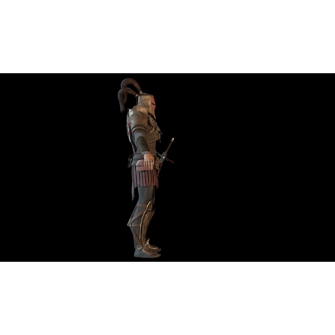 Crusader 3D Model – Low Poly Rigged Character with Animations - View 6