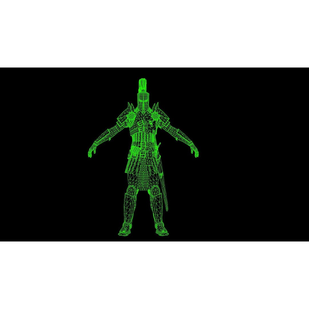 Crusader 3D Model – Low Poly Rigged Character with Animations - View 7