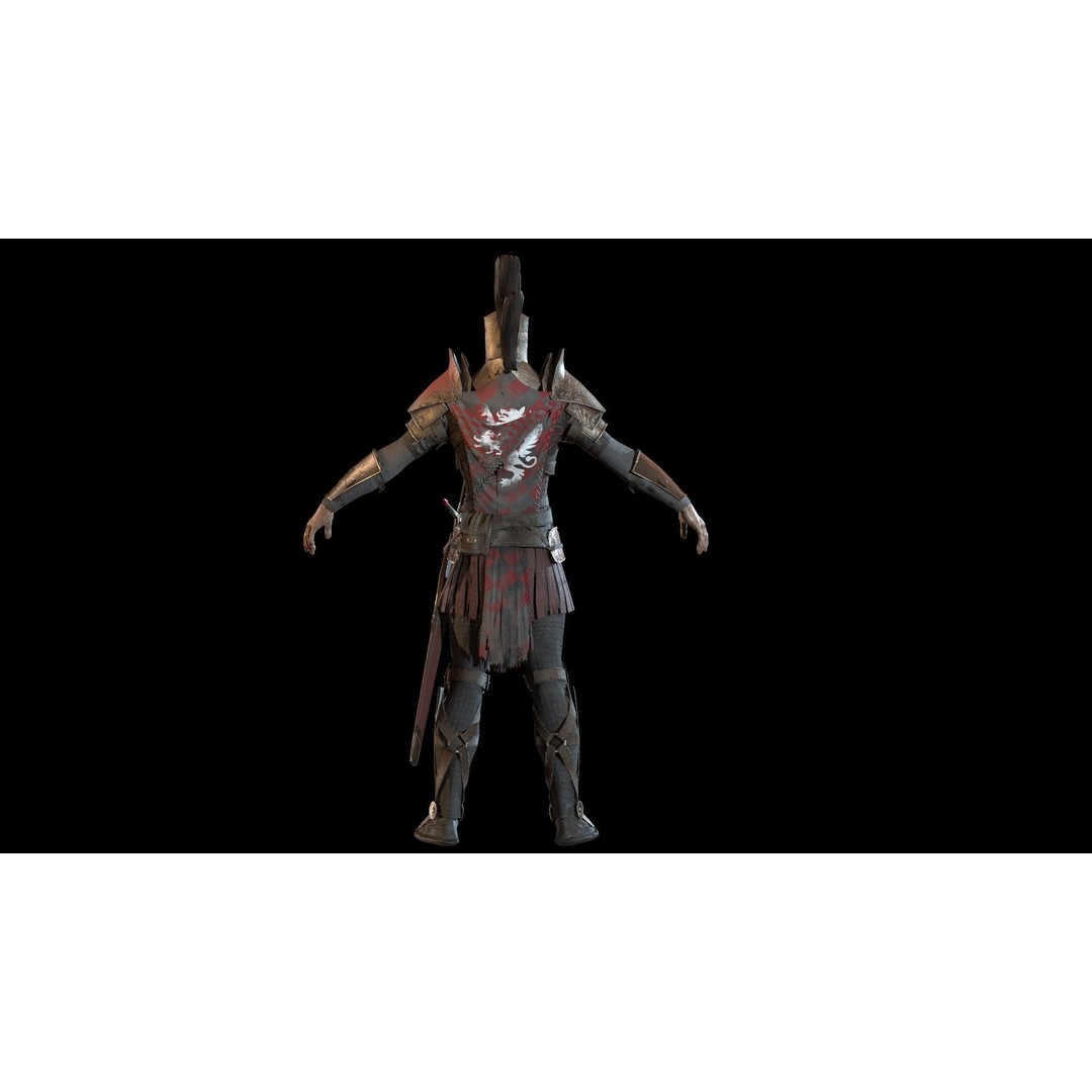 Crusader 3D Model – Low Poly Rigged Character with Animations - View 8