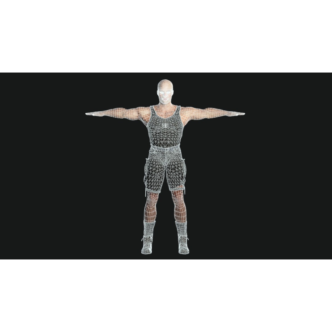 Muscular Old Man 3D Model – Game Ready Low Poly Character, FBX
