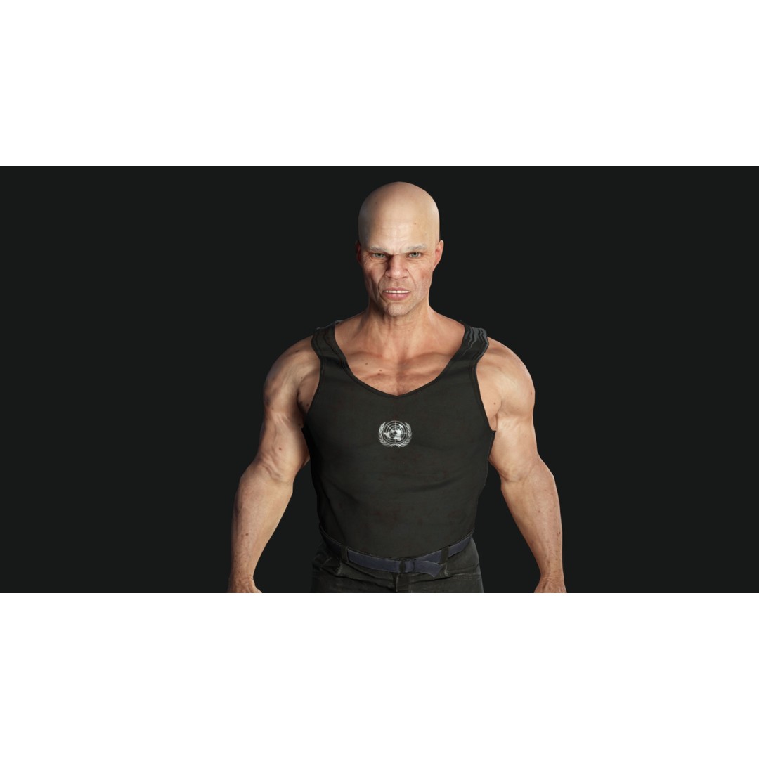 Muscular Old Man 3D Model – Game Ready Low Poly Character, FBX - View 11
