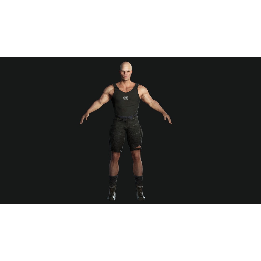 Muscular Old Man 3D Model – Game Ready Low Poly Character, FBX - View 15