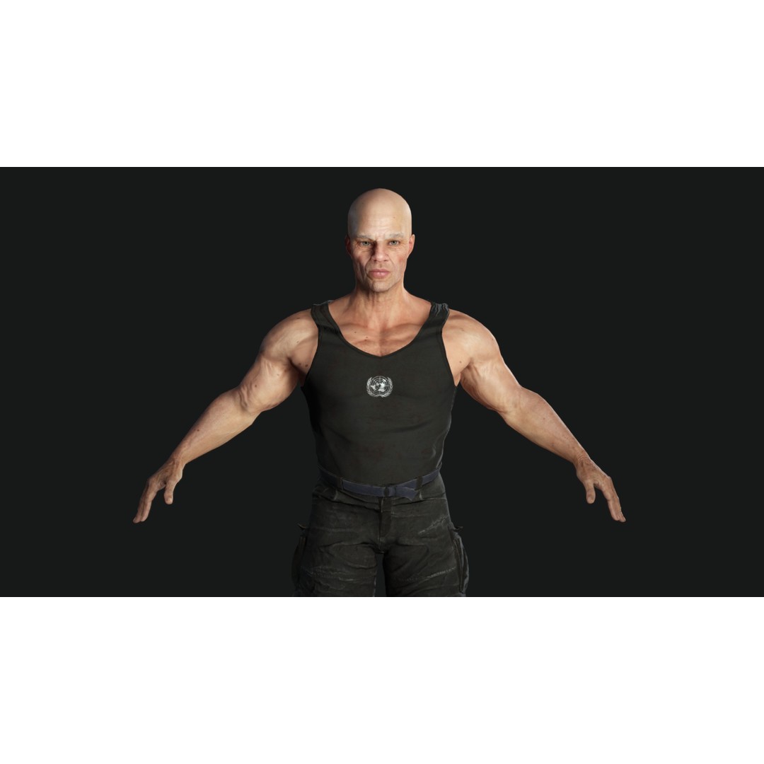 Muscular Old Man 3D Model – Game Ready Low Poly Character, FBX - View 16
