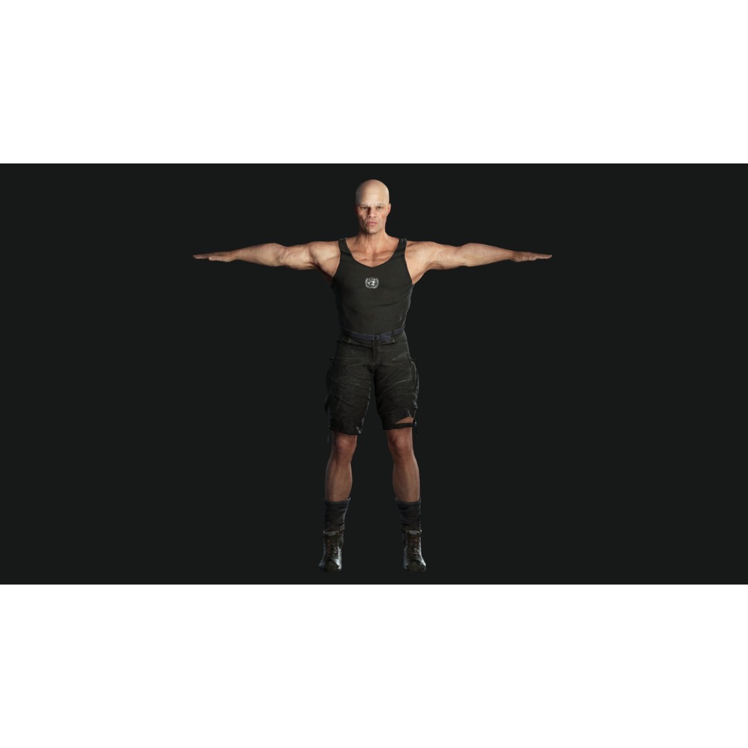 Muscular Old Man 3D Model – Game Ready Low Poly Character, FBX - View 17