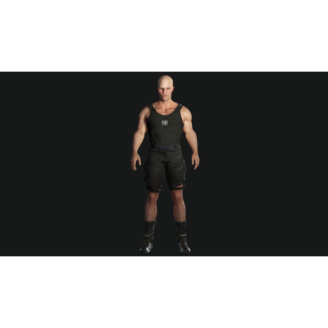 Muscular Old Man 3D Model – Game Ready Low Poly Character, FBX - View 3