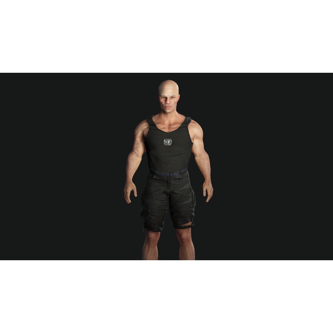 Muscular Old Man 3D Model – Game Ready Low Poly Character, FBX - View 5
