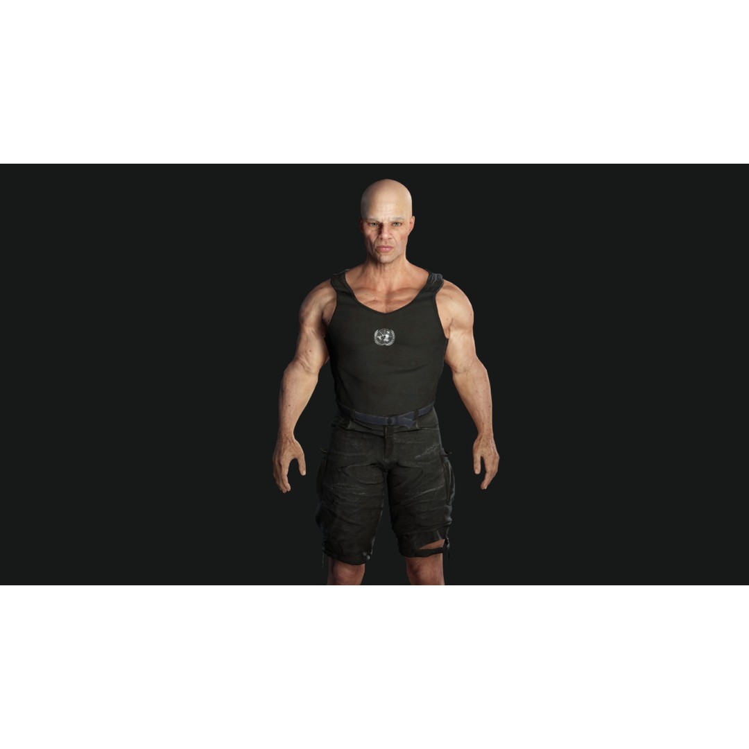 Muscular Old Man 3D Model – Game Ready Low Poly Character, FBX - View 6