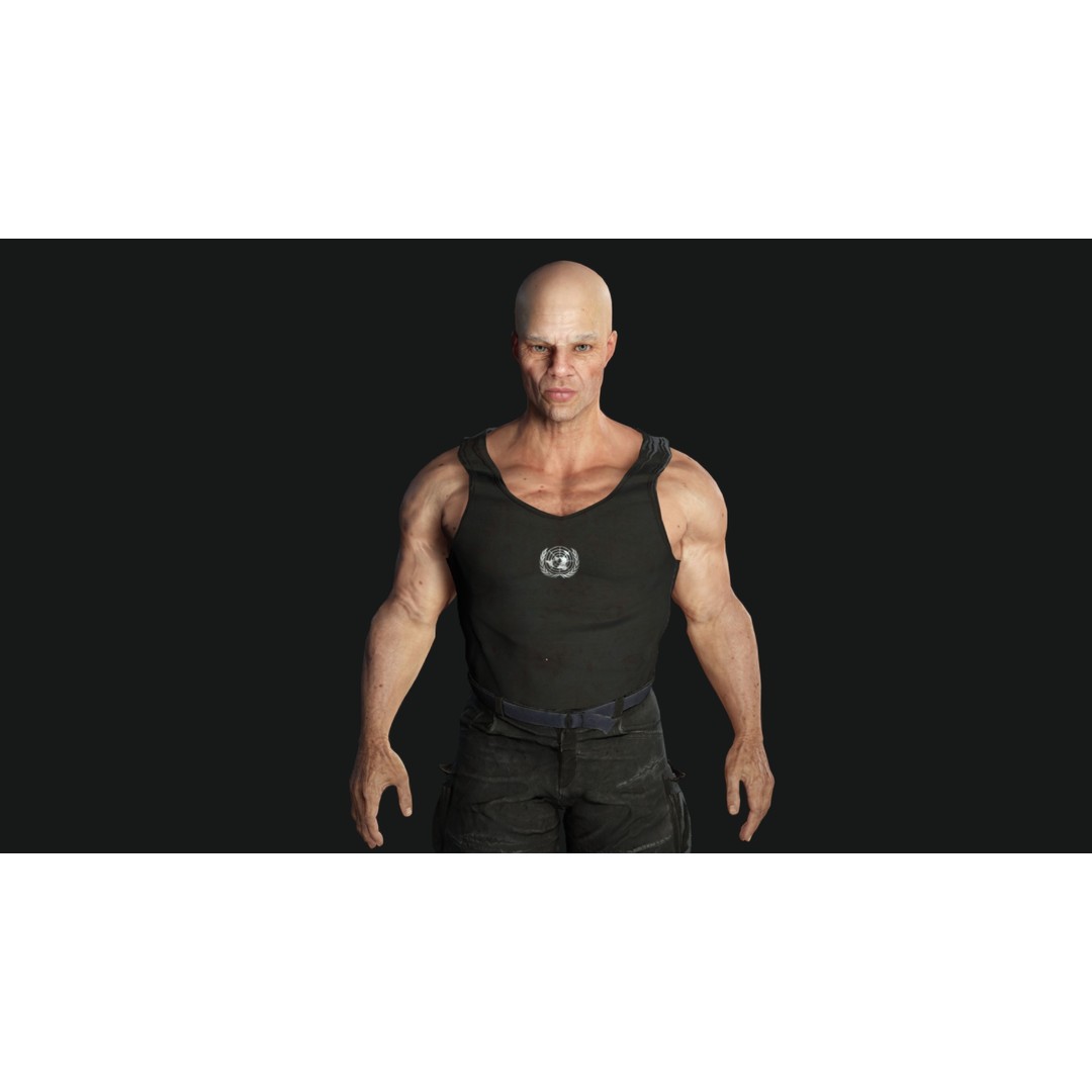 Muscular Old Man 3D Model – Game Ready Low Poly Character, FBX - View 8