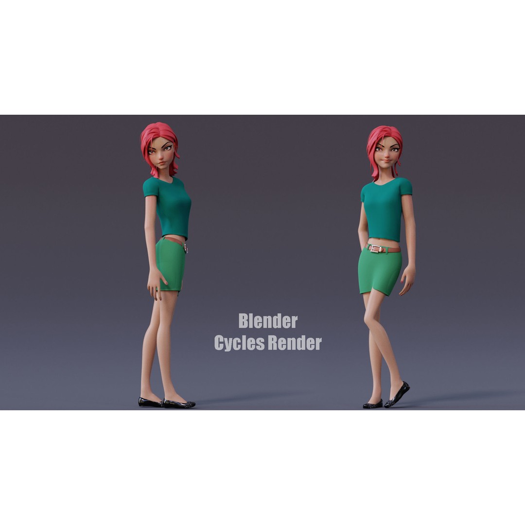Violet Ver 3 3D Model – Cartoon Girl Low Poly Rigged Asset, FBX - View 10