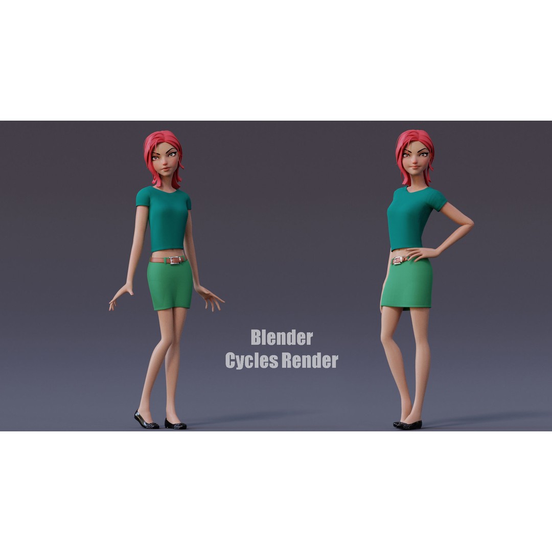 Violet Ver 3 3D Model – Cartoon Girl Low Poly Rigged Asset, FBX - View 11