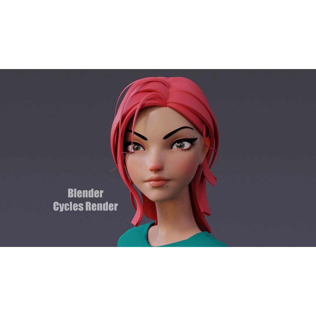 Violet Ver 3 3D Model – Cartoon Girl Low Poly Rigged Asset, FBX - View 12