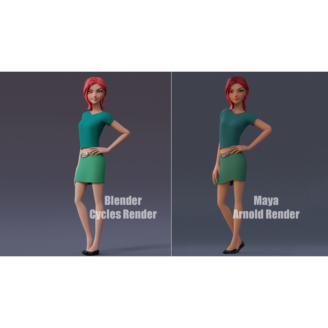 Violet Ver 3 3D Model – Cartoon Girl Low Poly Rigged Asset, FBX - View 13