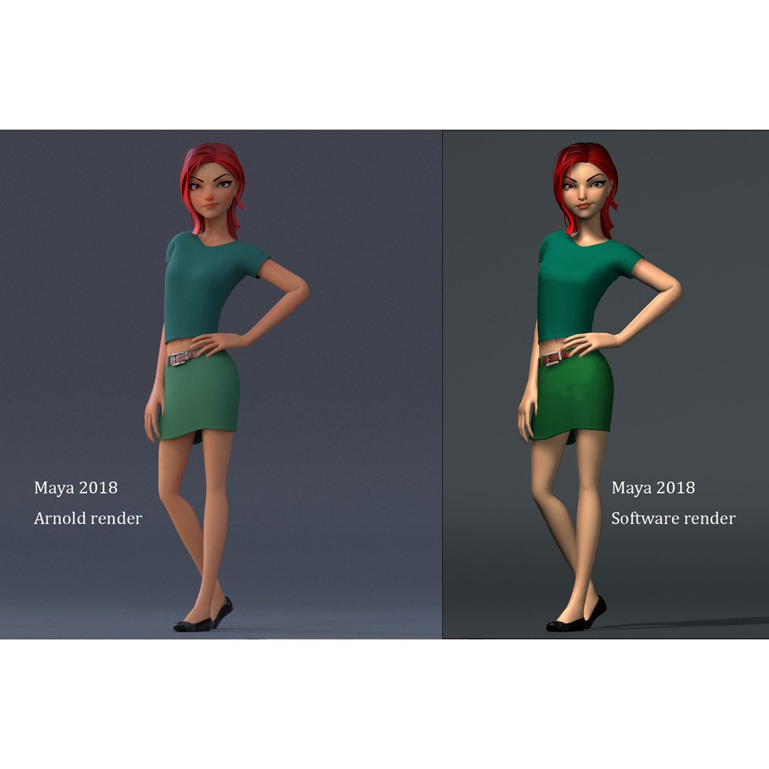 Violet Ver 3 3D Model – Cartoon Girl Low Poly Rigged Asset, FBX - View 14