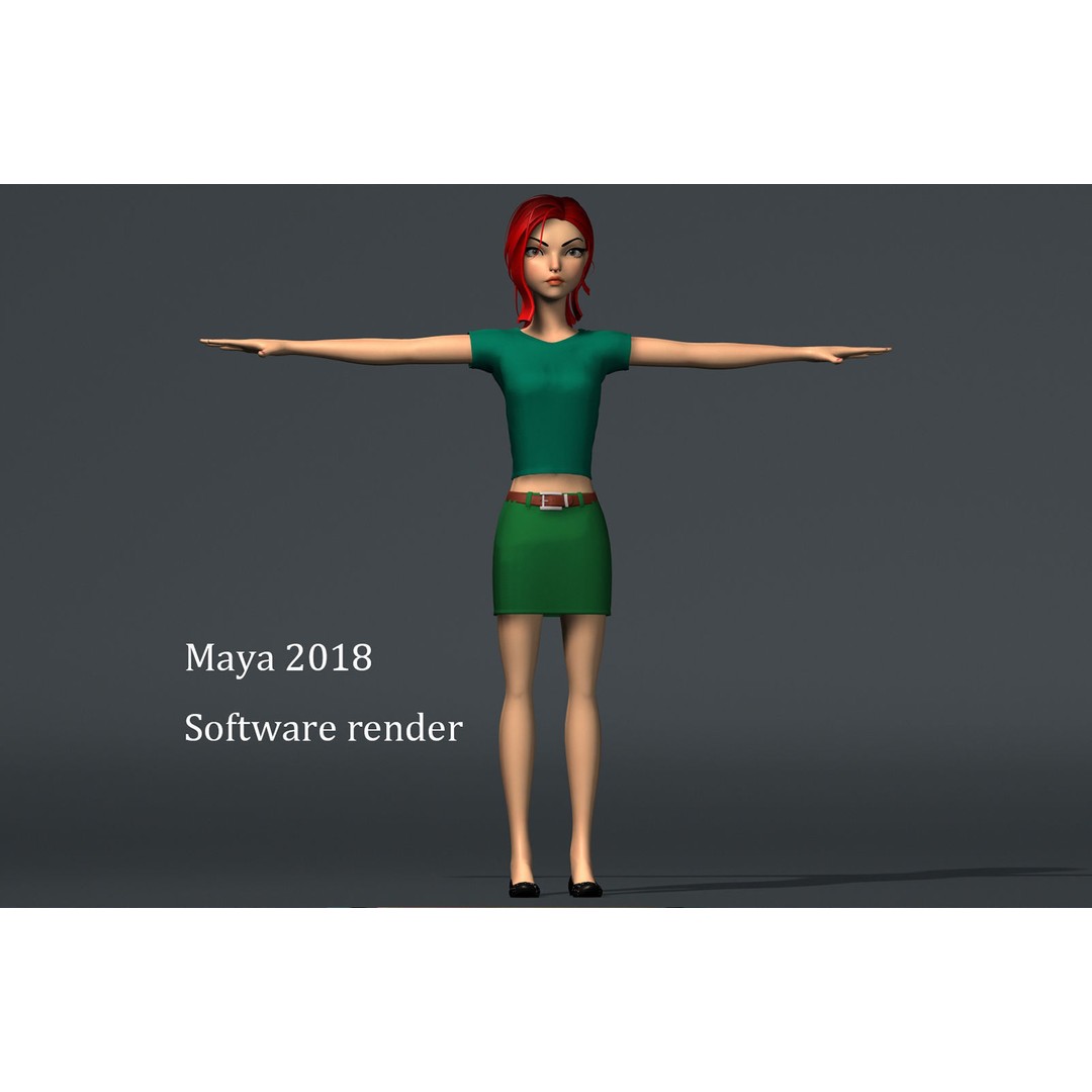 Violet Ver 3 3D Model – Cartoon Girl Low Poly Rigged Asset, FBX - View 15