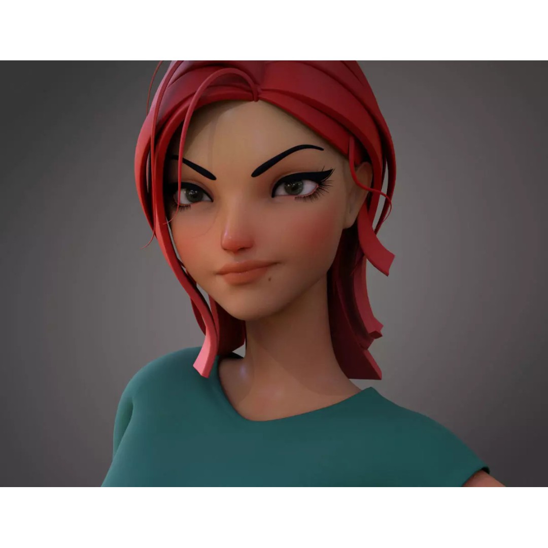 Violet Ver 3 3D Model – Cartoon Girl Low Poly Rigged Asset, FBX - View 2