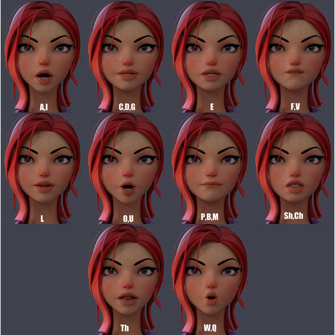 Violet Ver 3 3D Model – Cartoon Girl Low Poly Rigged Asset, FBX - View 21