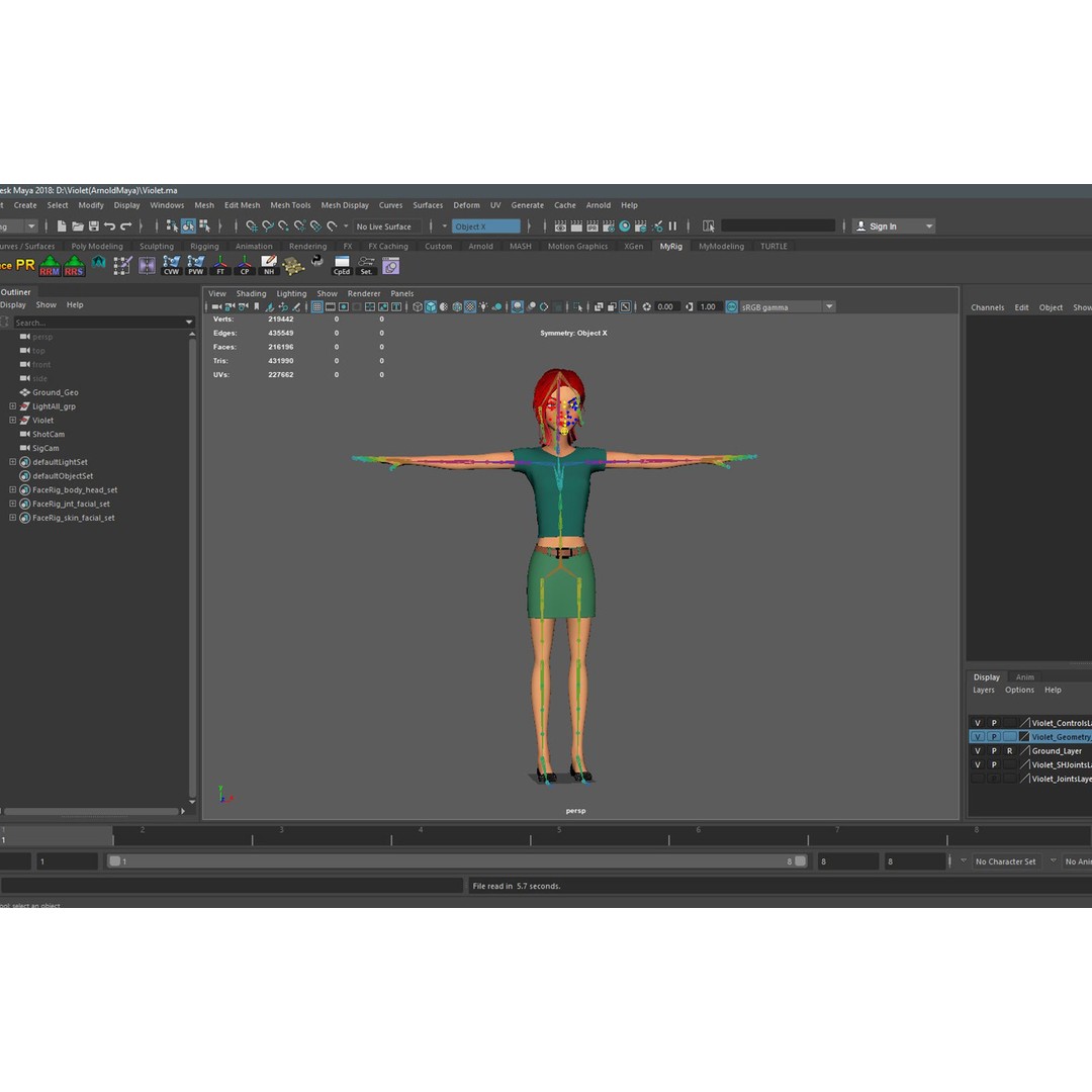 Violet Ver 3 3D Model – Cartoon Girl Low Poly Rigged Asset, FBX - View 25