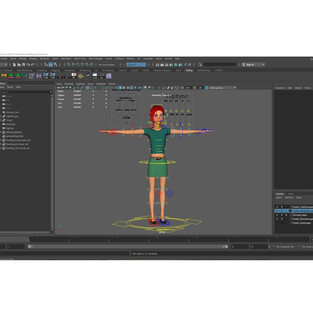 Violet Ver 3 3D Model – Cartoon Girl Low Poly Rigged Asset, FBX - View 26