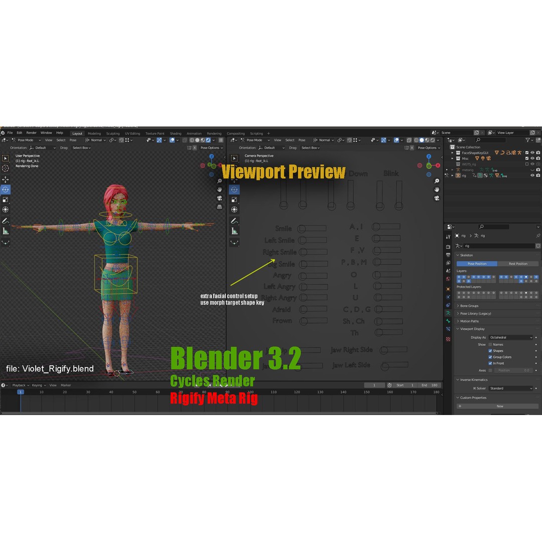 Violet Ver 3 3D Model – Cartoon Girl Low Poly Rigged Asset, FBX - View 27