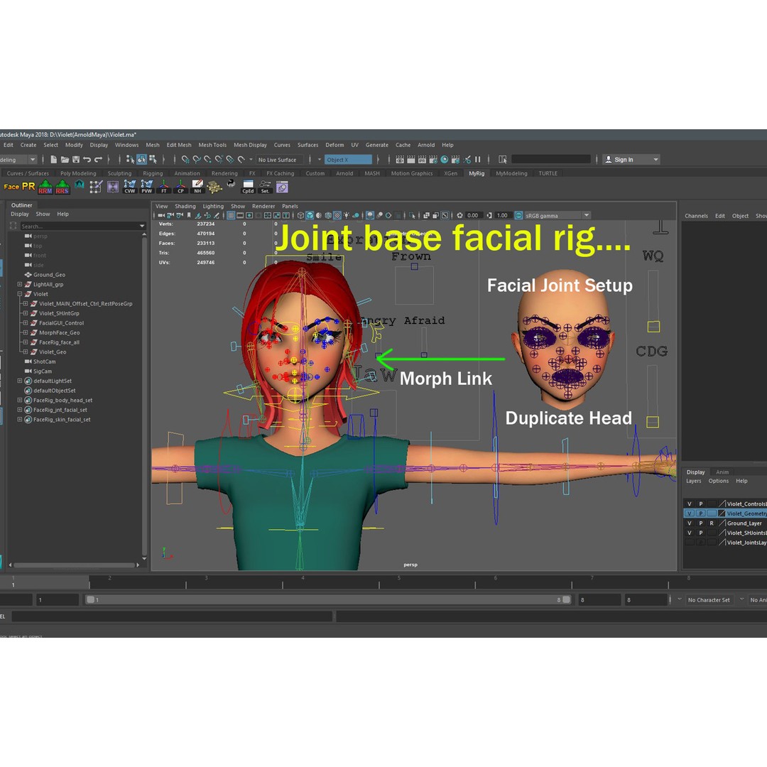 Violet Ver 3 3D Model – Cartoon Girl Low Poly Rigged Asset, FBX - View 30