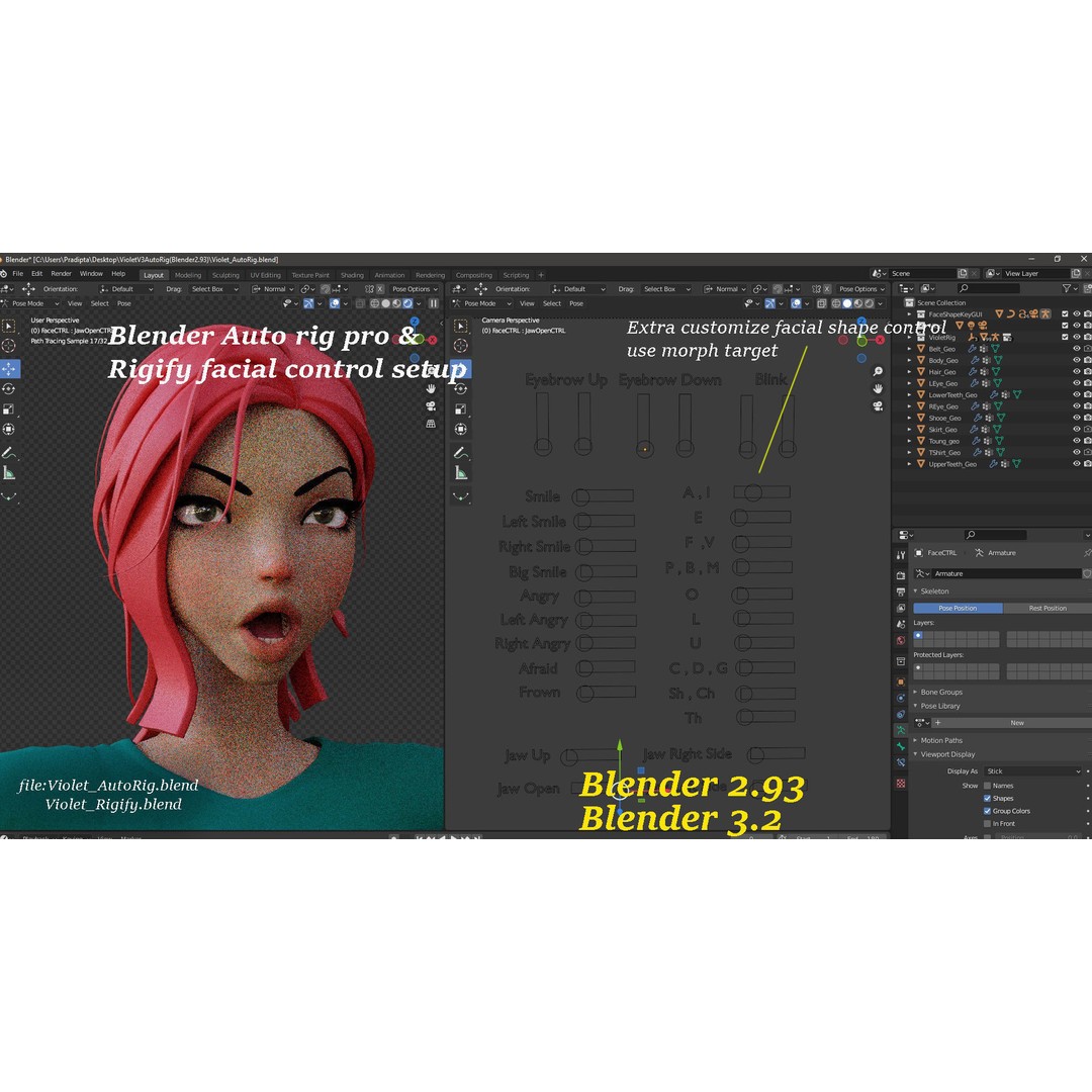 Violet Ver 3 3D Model – Cartoon Girl Low Poly Rigged Asset, FBX - View 31