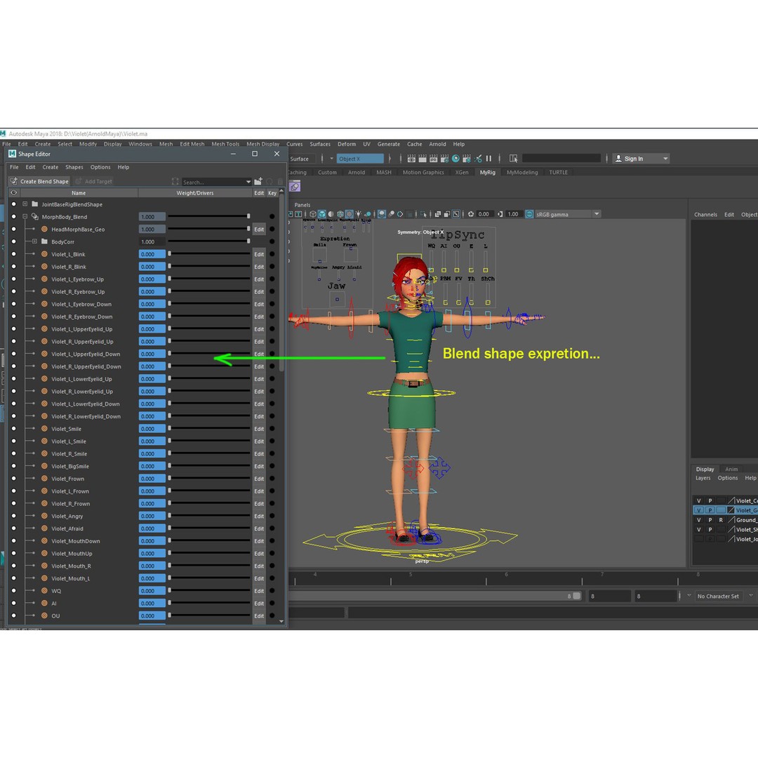 Violet Ver 3 3D Model – Cartoon Girl Low Poly Rigged Asset, FBX - View 32