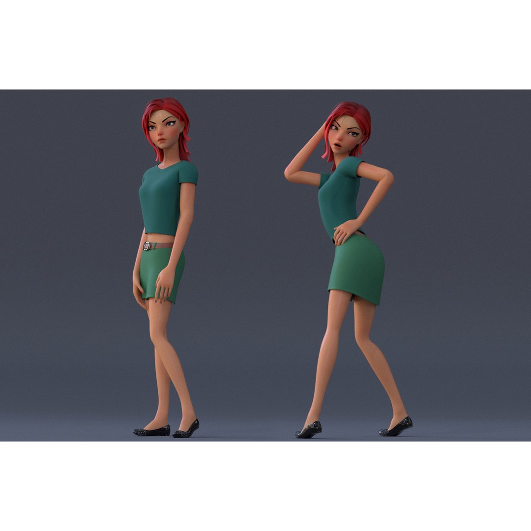 Violet Ver 3 3D Model – Cartoon Girl Low Poly Rigged Asset, FBX - View 5