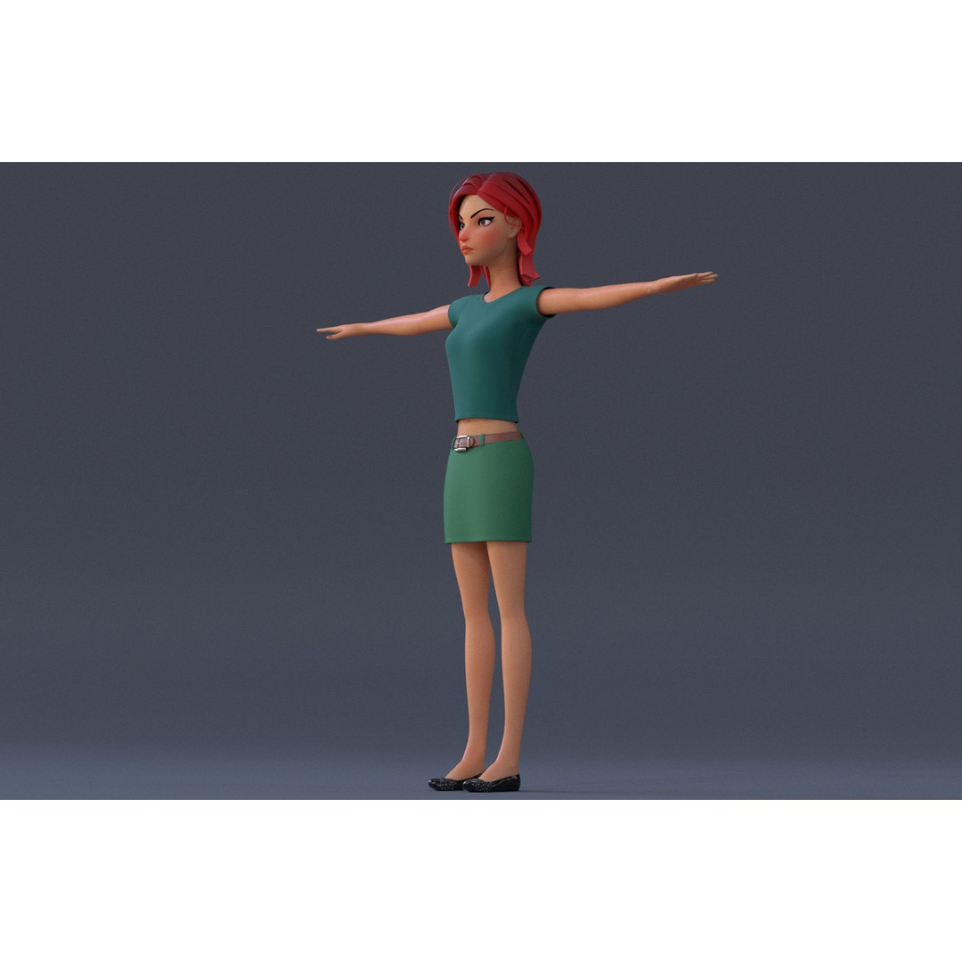 Violet Ver 3 3D Model – Cartoon Girl Low Poly Rigged Asset, FBX - View 7