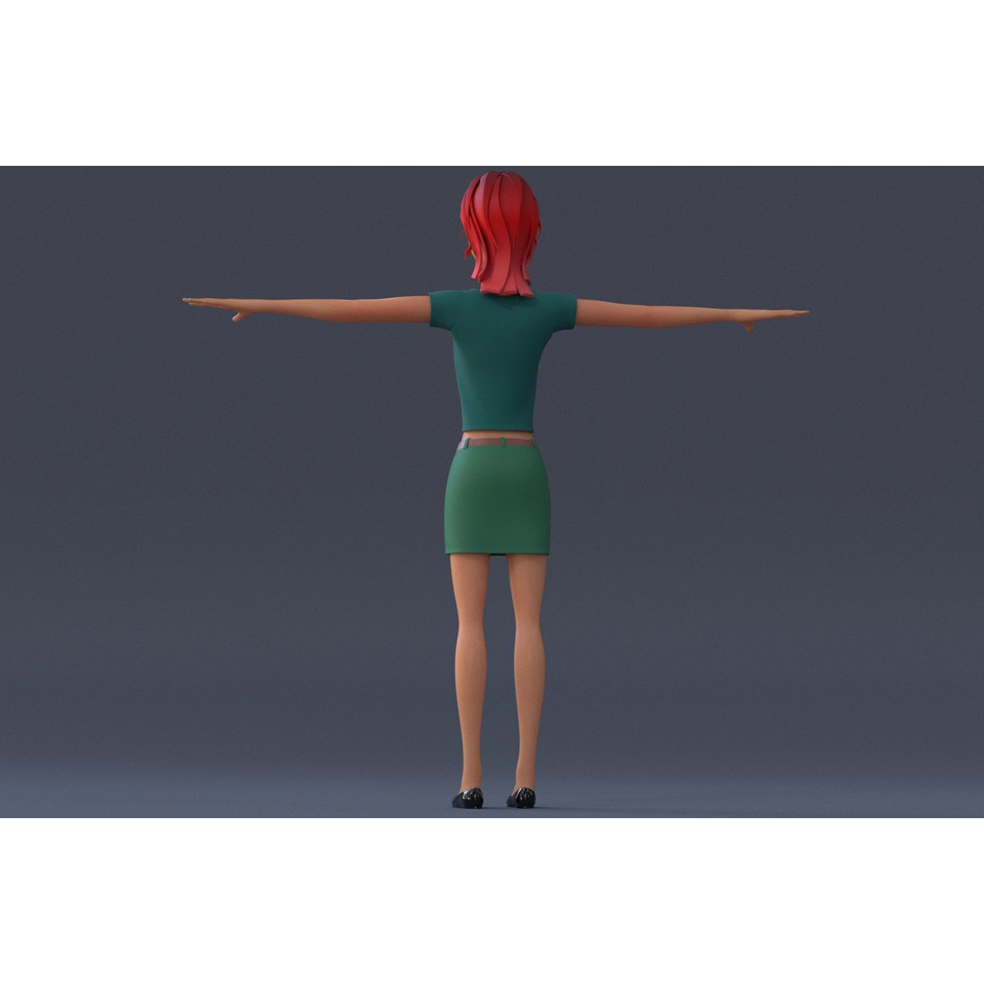 Violet Ver 3 3D Model – Cartoon Girl Low Poly Rigged Asset, FBX - View 8