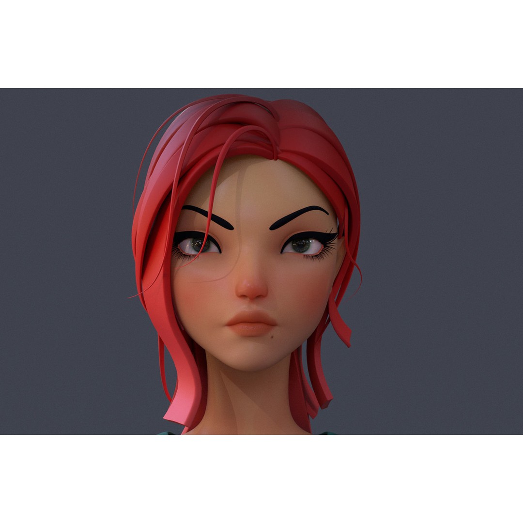Violet Ver 3 3D Model – Cartoon Girl Low Poly Rigged Asset, FBX - View 9