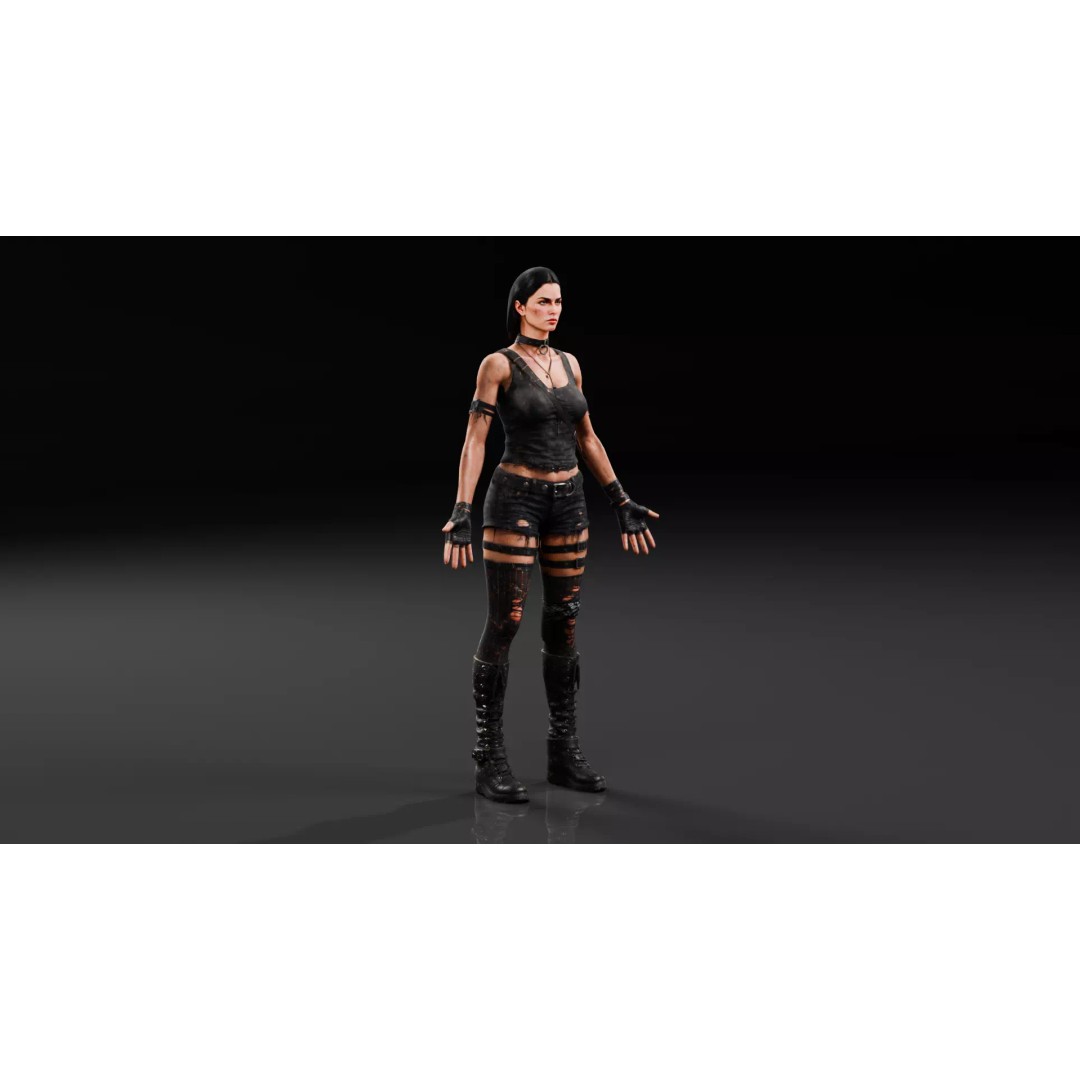 Post Apocalyptic Female 3D Model – Rigged Low Poly Character, FBX
