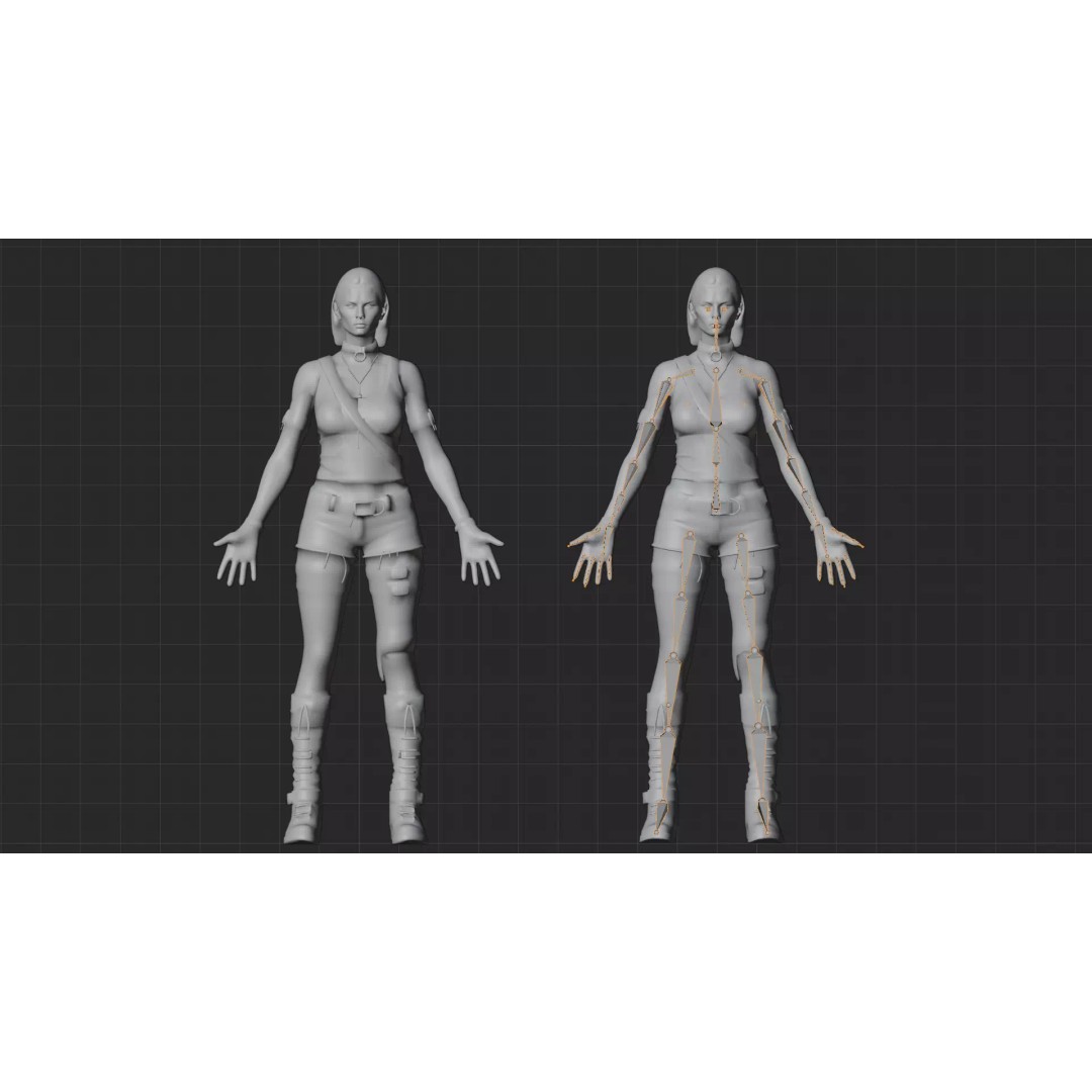 Post Apocalyptic Female 3D Model – Rigged Low Poly Character, FBX - View 11