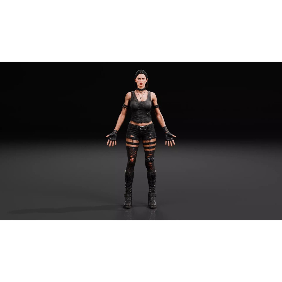 Post Apocalyptic Female 3D Model – Rigged Low Poly Character, FBX - View 12