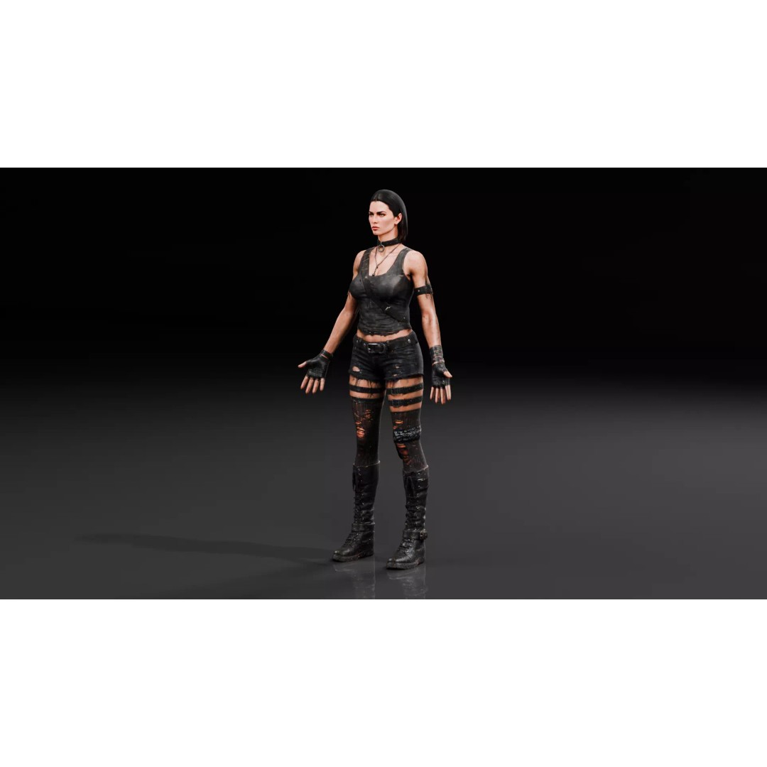 Post Apocalyptic Female 3D Model – Rigged Low Poly Character, FBX - View 13