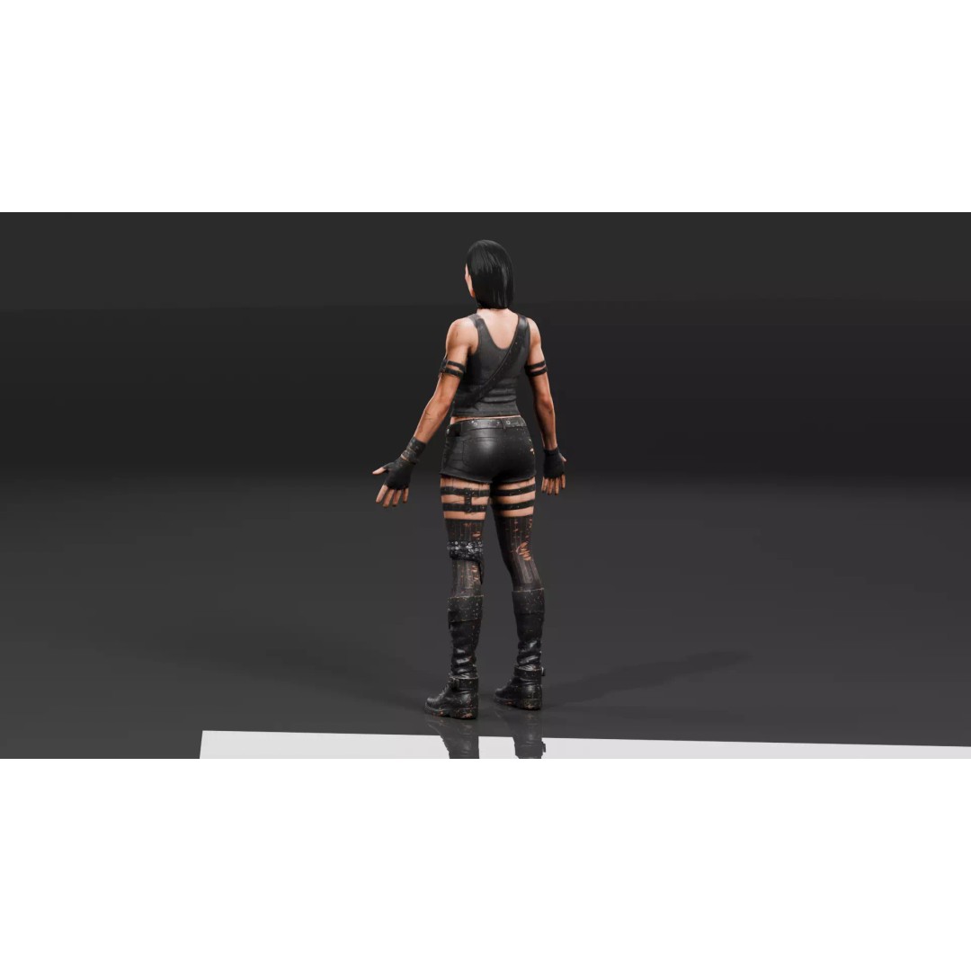 Post Apocalyptic Female 3D Model – Rigged Low Poly Character, FBX - View 16