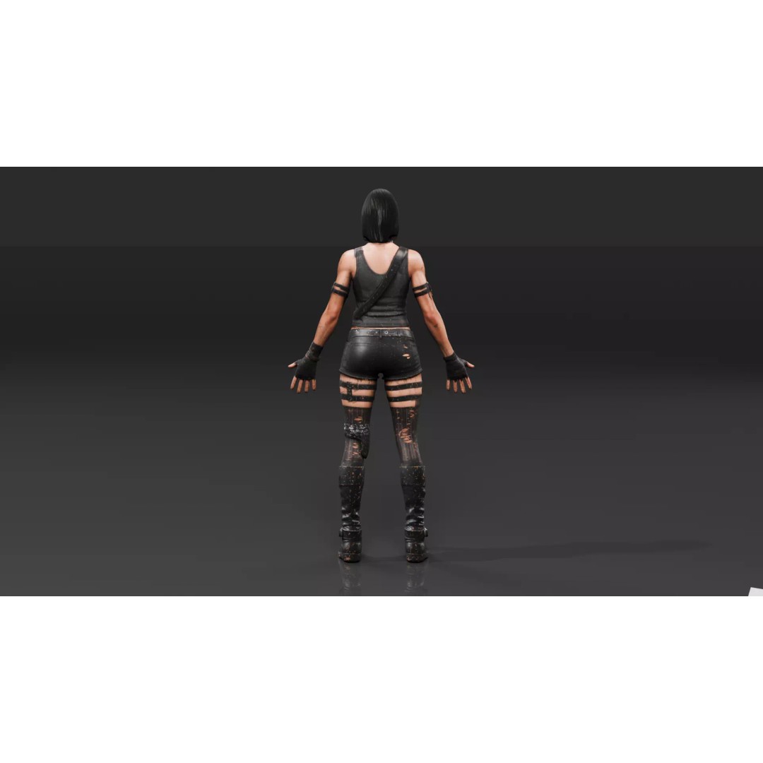Post Apocalyptic Female 3D Model – Rigged Low Poly Character, FBX - View 17