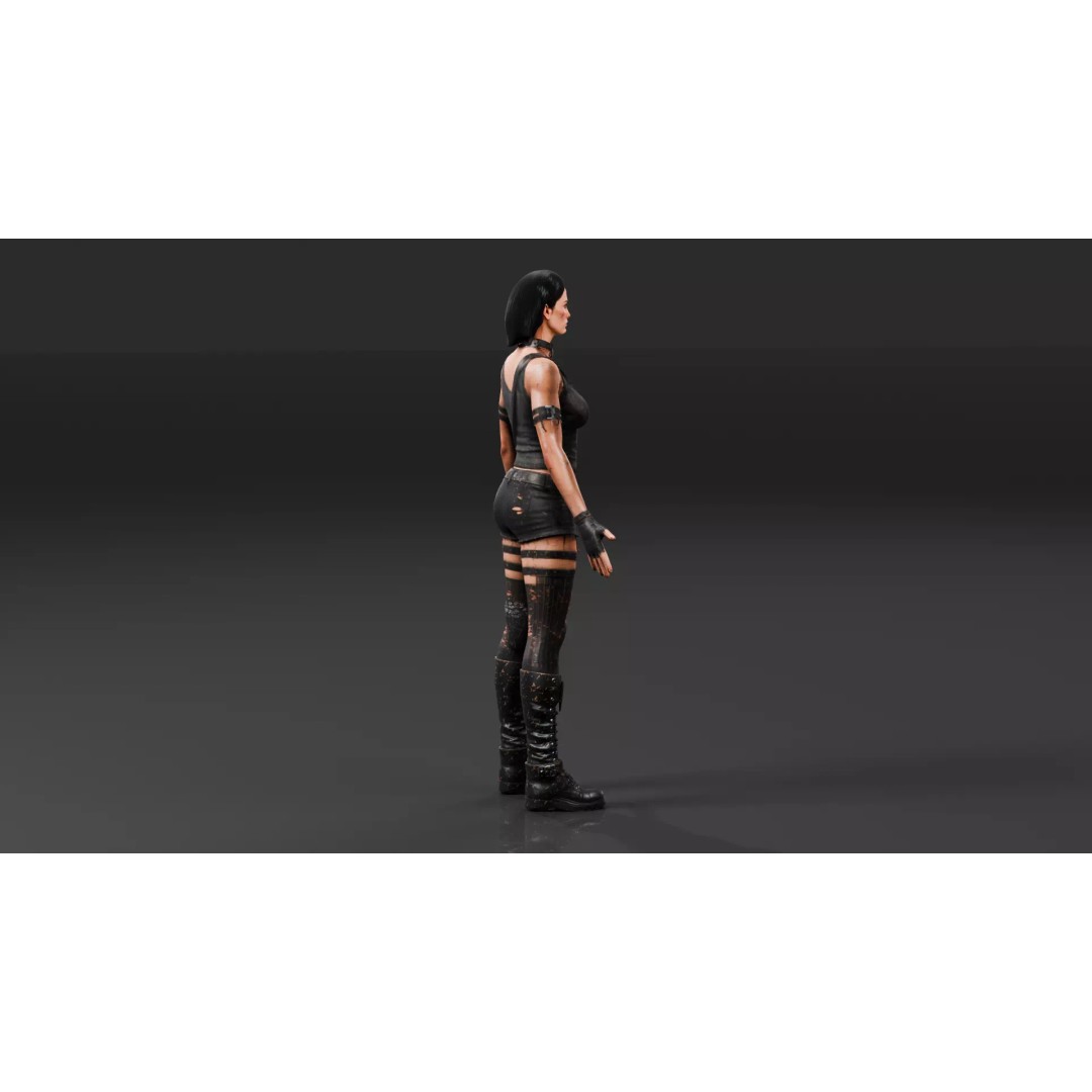 Post Apocalyptic Female 3D Model – Rigged Low Poly Character, FBX - View 19