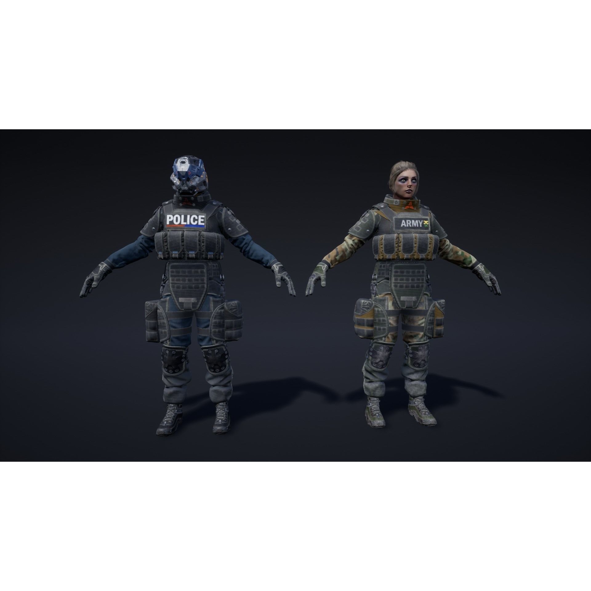 Female Soldier COBRA - Low-Poly Game-Ready 3D Model - View 12