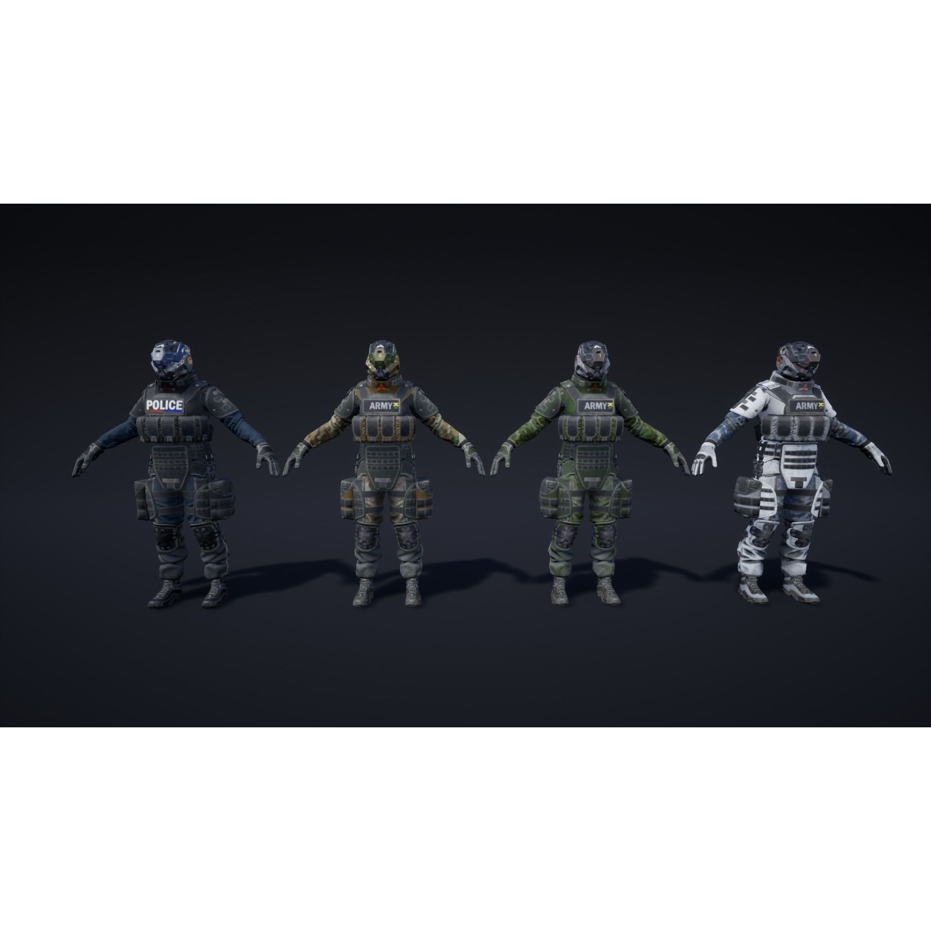Female Soldier COBRA - Low-Poly Game-Ready 3D Model - View 13