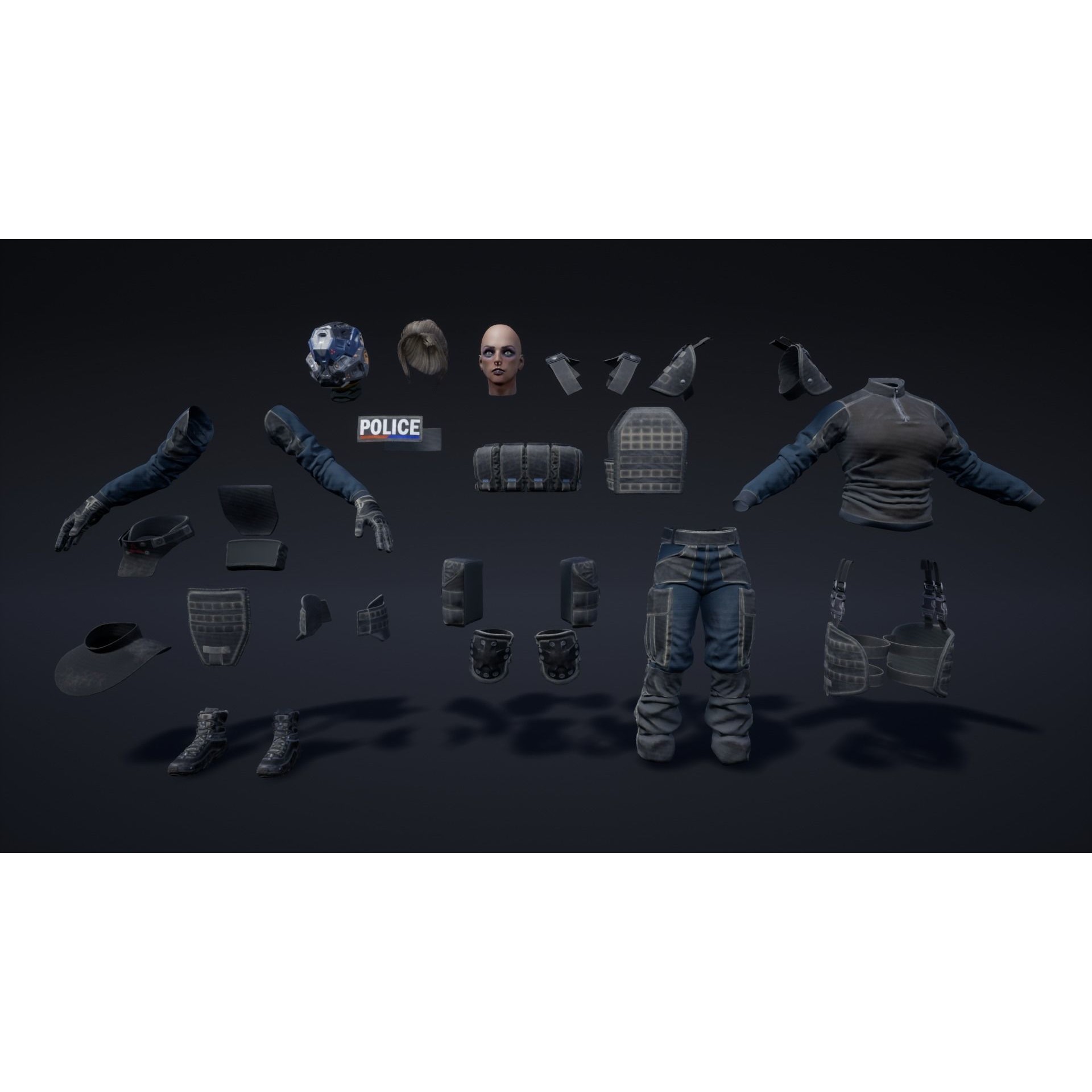 Female Soldier COBRA - Low-Poly Game-Ready 3D Model - View 14