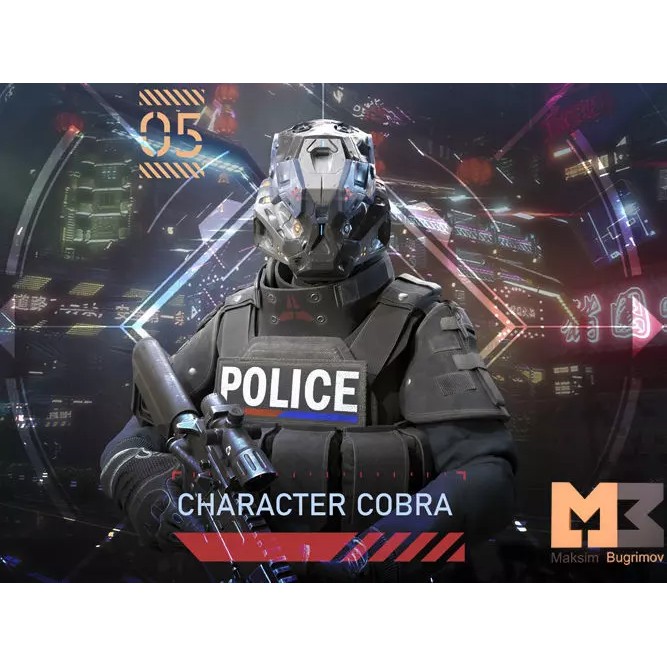 Female Soldier COBRA - Low-Poly Game-Ready 3D Model - View 2