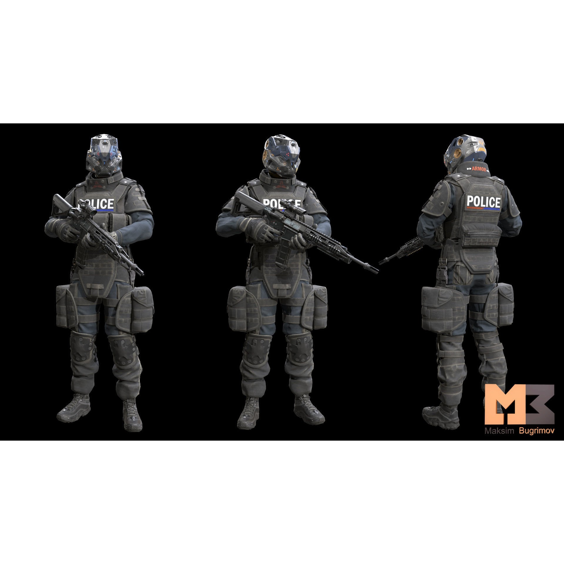 Female Soldier COBRA - Low-Poly Game-Ready 3D Model - View 8