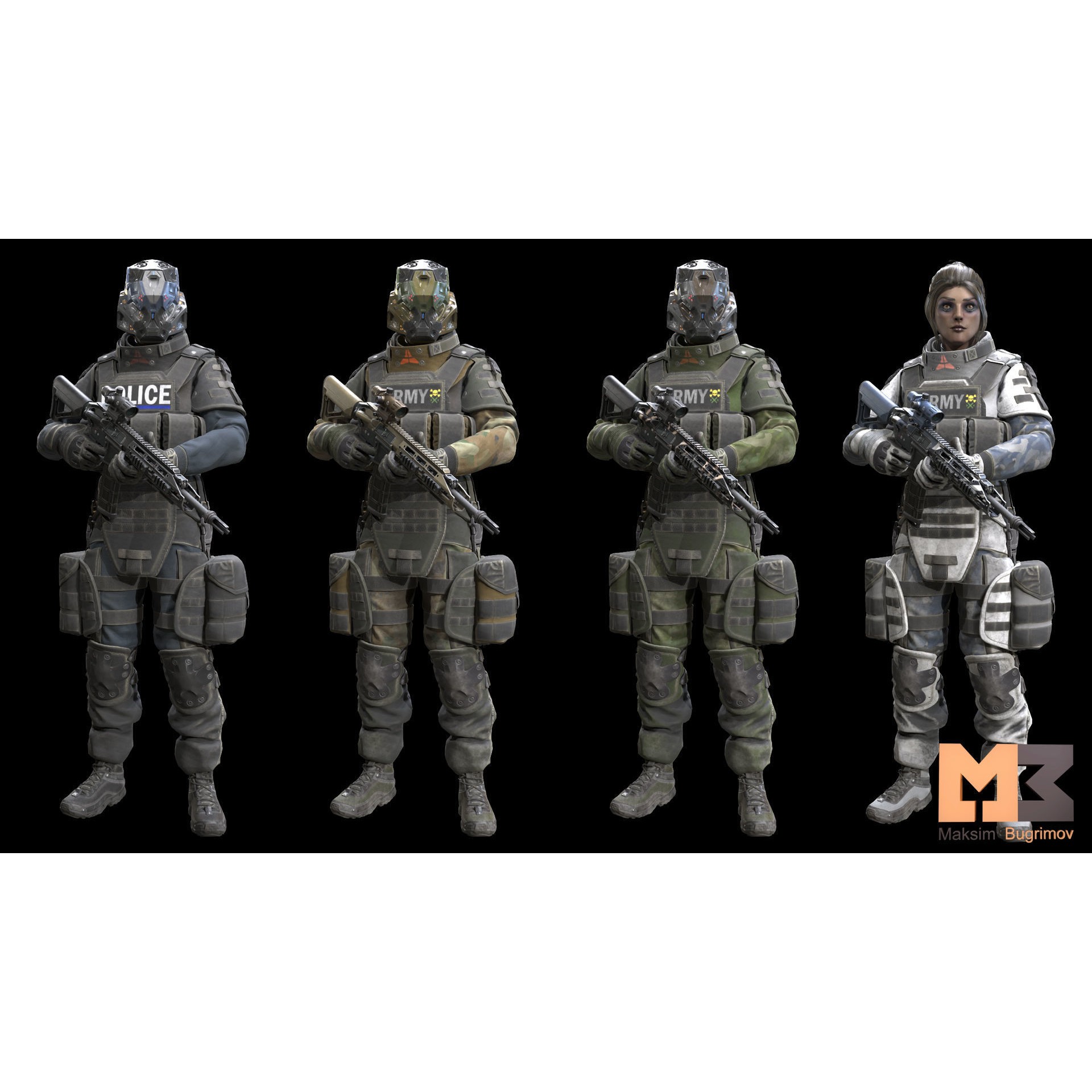 Female Soldier COBRA - Low-Poly Game-Ready 3D Model - View 9