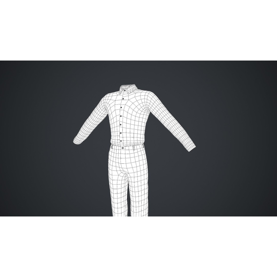 Blue Suit 3D Model – Low Poly PBR Character Clothing, FBX