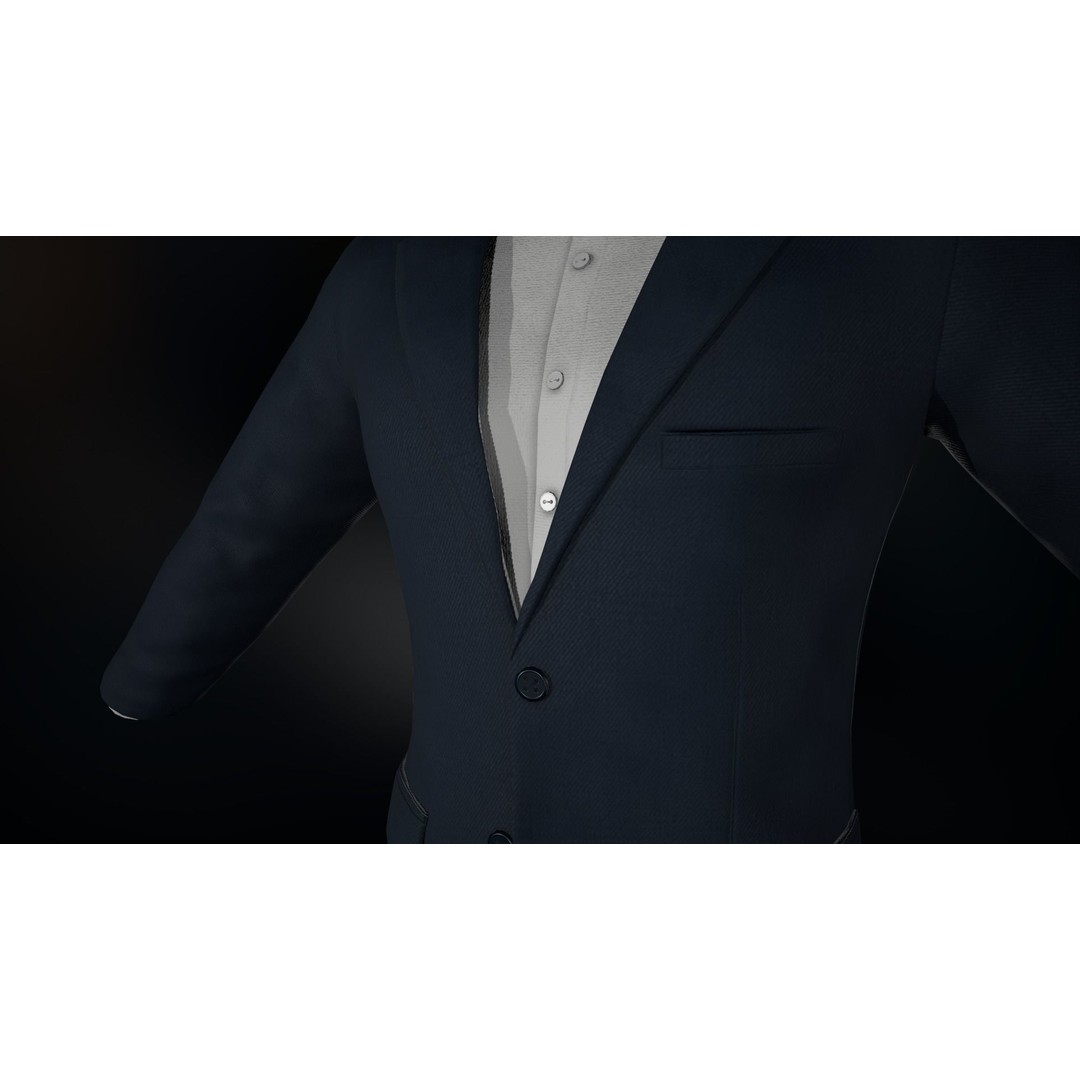 Blue Suit 3D Model – Low Poly PBR Character Clothing, FBX - View 10