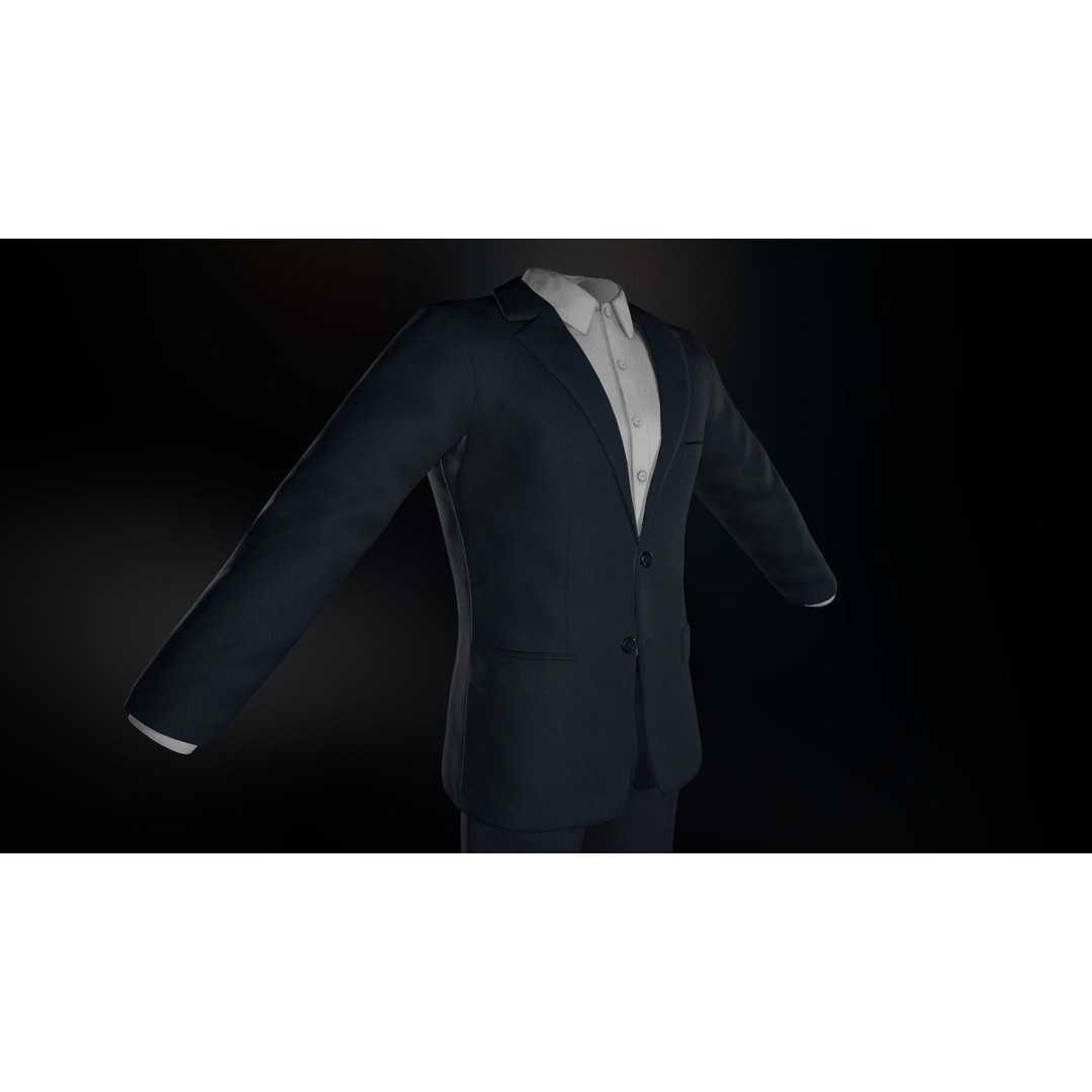 Blue Suit 3D Model – Low Poly PBR Character Clothing, FBX - View 11