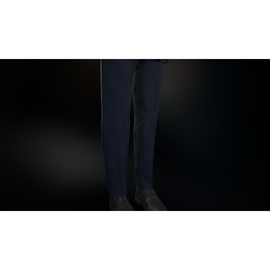 Blue Suit 3D Model – Low Poly PBR Character Clothing, FBX - View 12