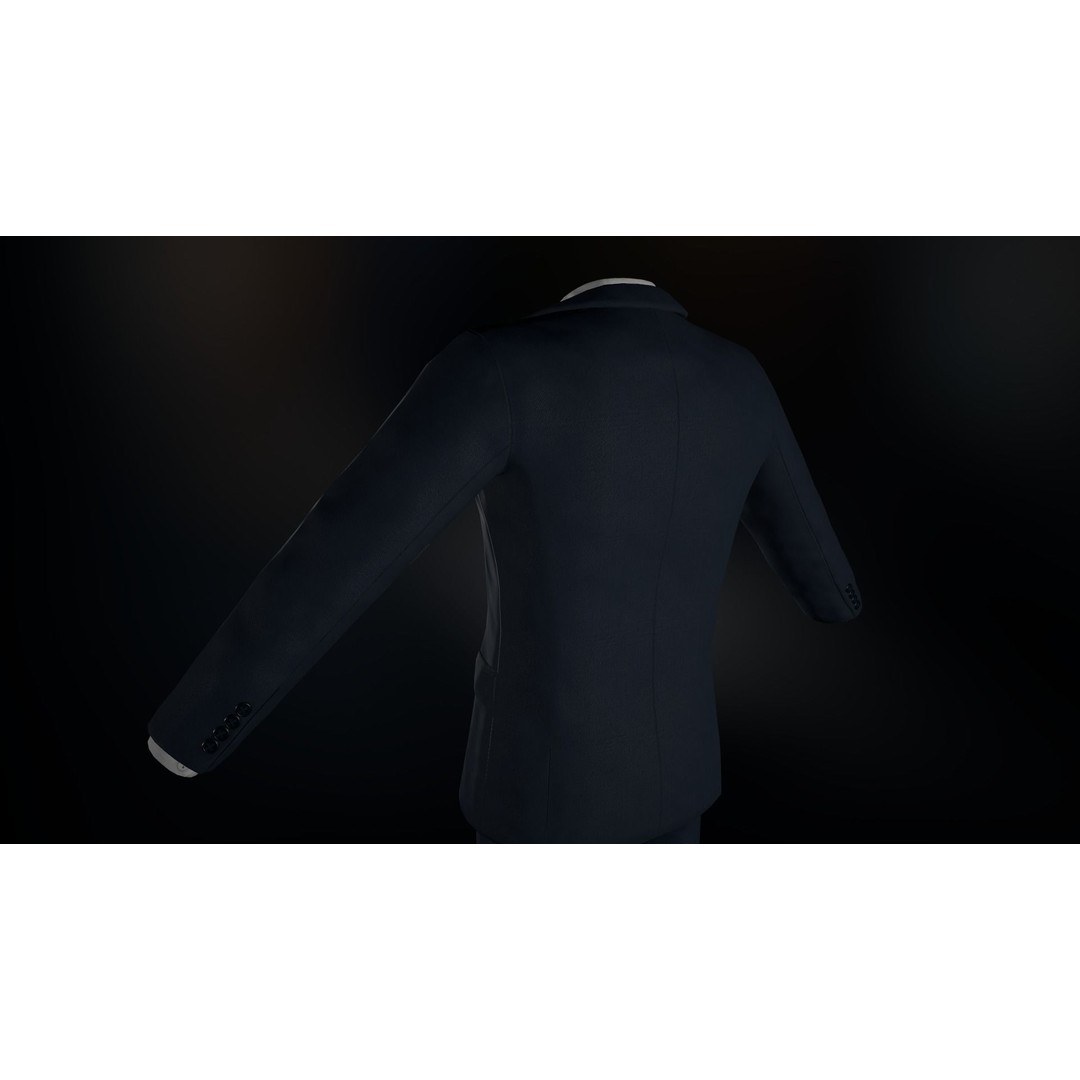 Blue Suit 3D Model – Low Poly PBR Character Clothing, FBX - View 15